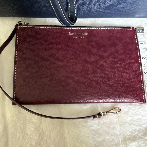 KP tote with open top with dog clip closure with red wine color wristlet pouch! - Picture 9 of 11